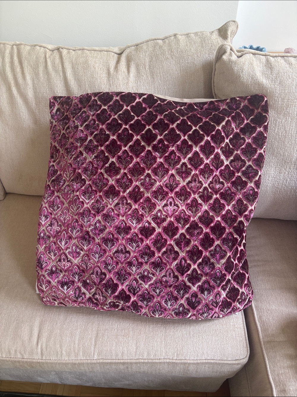 Decorative Velvet Throw Pillow Cover in Jewel-Tone Pink